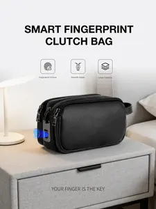 Smart Anti-Theft Men's Handbag with Fingerprint Lock, Three Zipper Pockets, Business Clutch Bag, Wallet Clutch, Birthday Gift, Valentine's Day Present