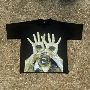 Shady Creepy Hand Eye Graphic Oversized Tee | Dark Aesthetic Streetwear | Y2K Gothic Horror Casual T Shirt streetwear tee gift