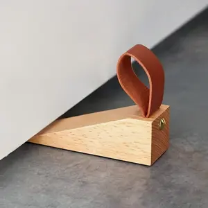 Wooden Door Stopper with Non-Slip Pads, Prevents Doors From Swaying and Colliding, Ideal Door Gap Filler, Durable and Practical Design