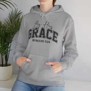 Faith Inspired Hoodie - Unisex Christian Sweatshirt with By His Grace Design, Religious Gift, Christian Apparel, Bible Verse Clothing,