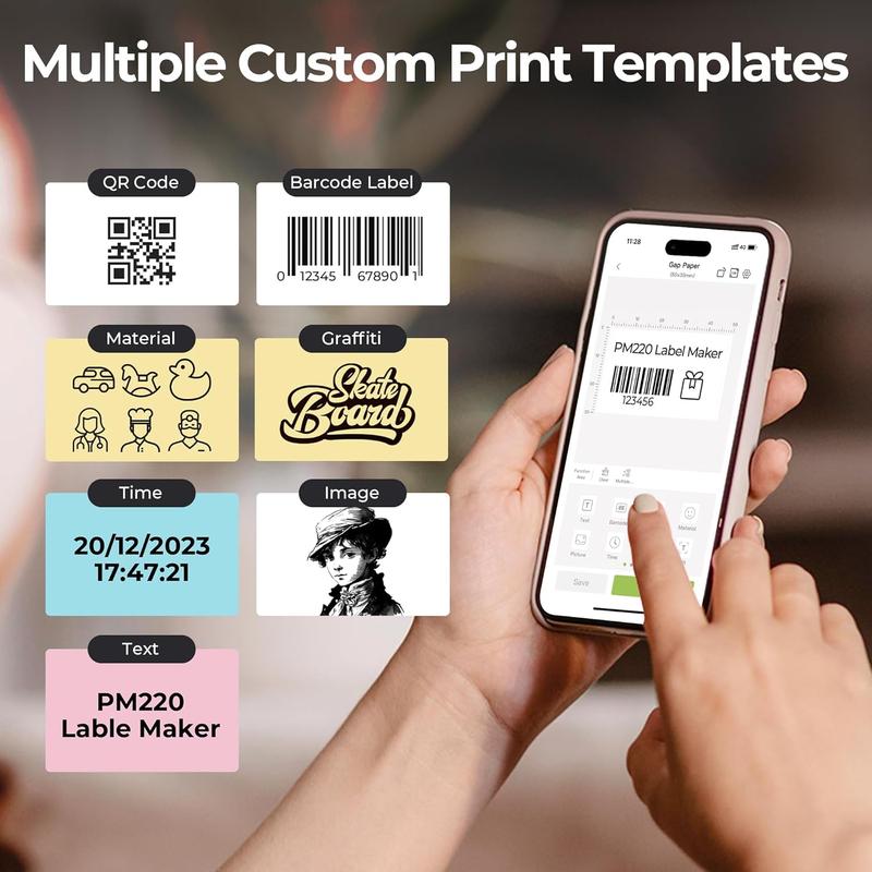 Thermal Labels for  PM220 Label Maker, 2 inch (50mm) Thermal Tab, , Multi-Purpose Label Tape, 1 Roll of 150 Self-Adhesive Thermal Paper Gradient