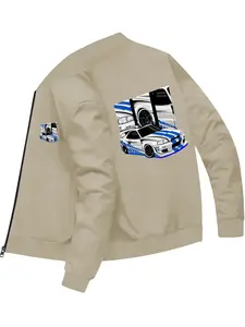 Trendy Car Pattern Printed Bomber Jacket for Men's Daily Casual and Fashionable Wear