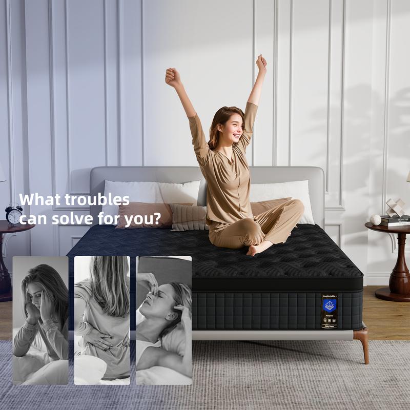 Hybrid Mattress in a Box,12/14 Inch, Twin / Full / Queen / King SizesCooling Memory Foam & Pocket Springs, MediuFirm, Pressure Relief, CertiPUR-US & OEKO-TEXCertified colcho  para  cama queen size mattress jelly bed mattress colchones para cama