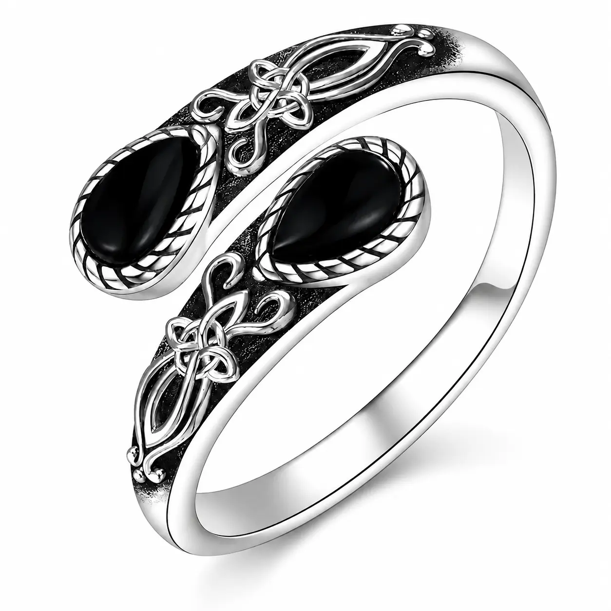 Adjustable Open Band for Women, Mystic Witch Black Obsidian Ring, Gothic Magic Jewelry, Spiritual Energy Crystal Ring, Perfect Gift for Birthday, Mother's Day & Occult Lovers, Boho Wedding Engagement Trending Ring