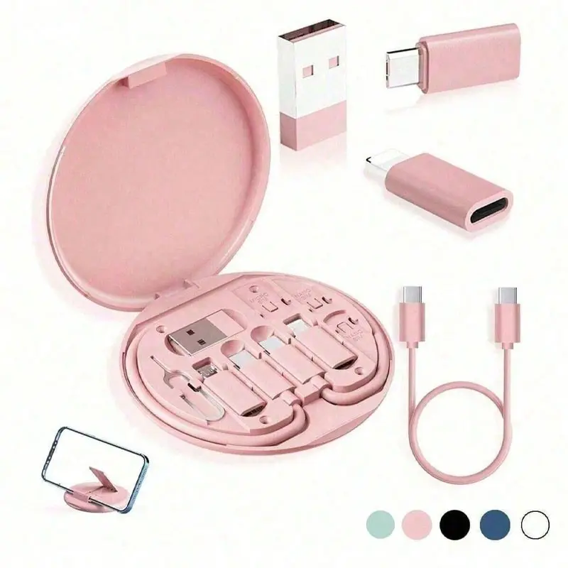 Multifunctional Data Line Set with Charging Storage Box, Supports 60w Fast Charge, Phone Stand, Portable Charger Cable Combo, USB Cables, Charging Accessory