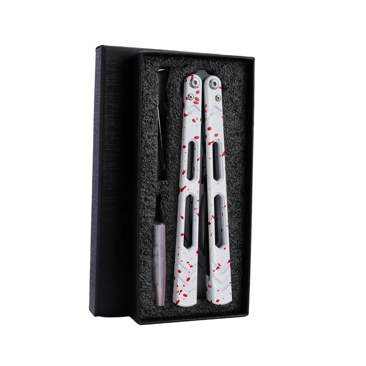 1-Set White-Red Aluminum Alloy Outdoor Practice Trainer Tool Kit, Non-Sharp Stainless Steel Blade Lightweight Metal Hand Tool for Skill Learning, Lightweight Tools, Metal Tool