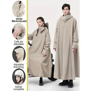 This Is a Heavy-Duty, High-Quality Multifunctional Raincoat Designed for Outdoor. It Features an Enlarged Collar And a Hood with Adjustable Drawstrings And a Brim That Can Accommodate a Helmet. The Sleeves Are Extended with Elastic Design