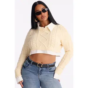 Heather Cable Knit Sweater - Cream Heather Cable Knit Sweater - Cream