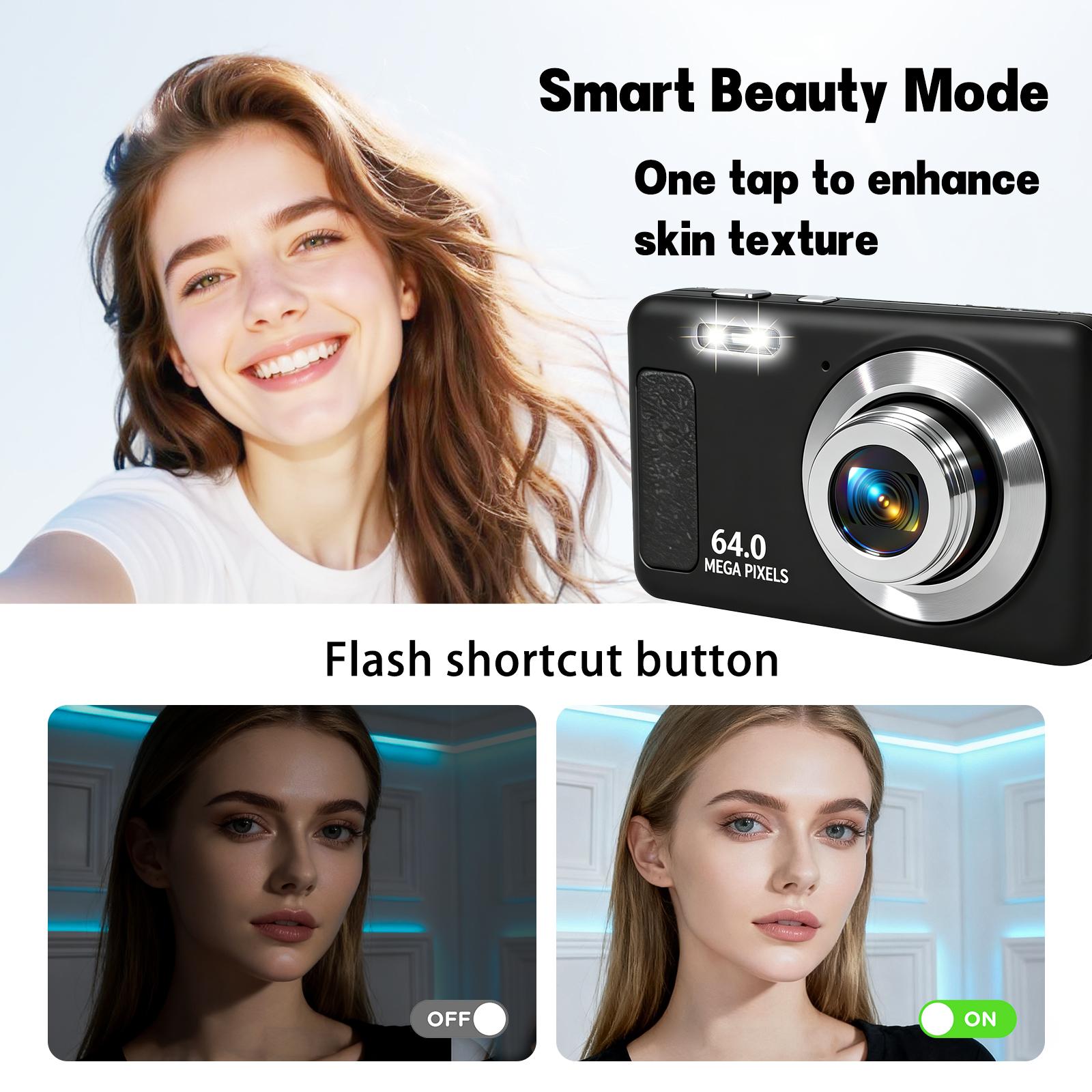 4K Digital Camera with SD Card 16X Digital Zoom Compact Point and Shoot Camera Portable Mini Camera for Teens Students Boys and Girls Perfect Gift Idea Tech Gadget
