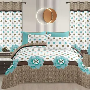 10pcs  Bedsheet with Matching Curtains - Red Floral Design, Luxury & Stylish Bedding Solution for Elegant Bedroom Decor