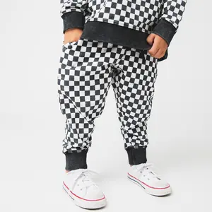 Essentials Relaxed Fit Joggers - Black & White Mini Check