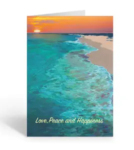 Stonehouse Collection - Beach Sunset Christmas Card - 18 Tropical Christmas Cards and Envelopes - USA Made
