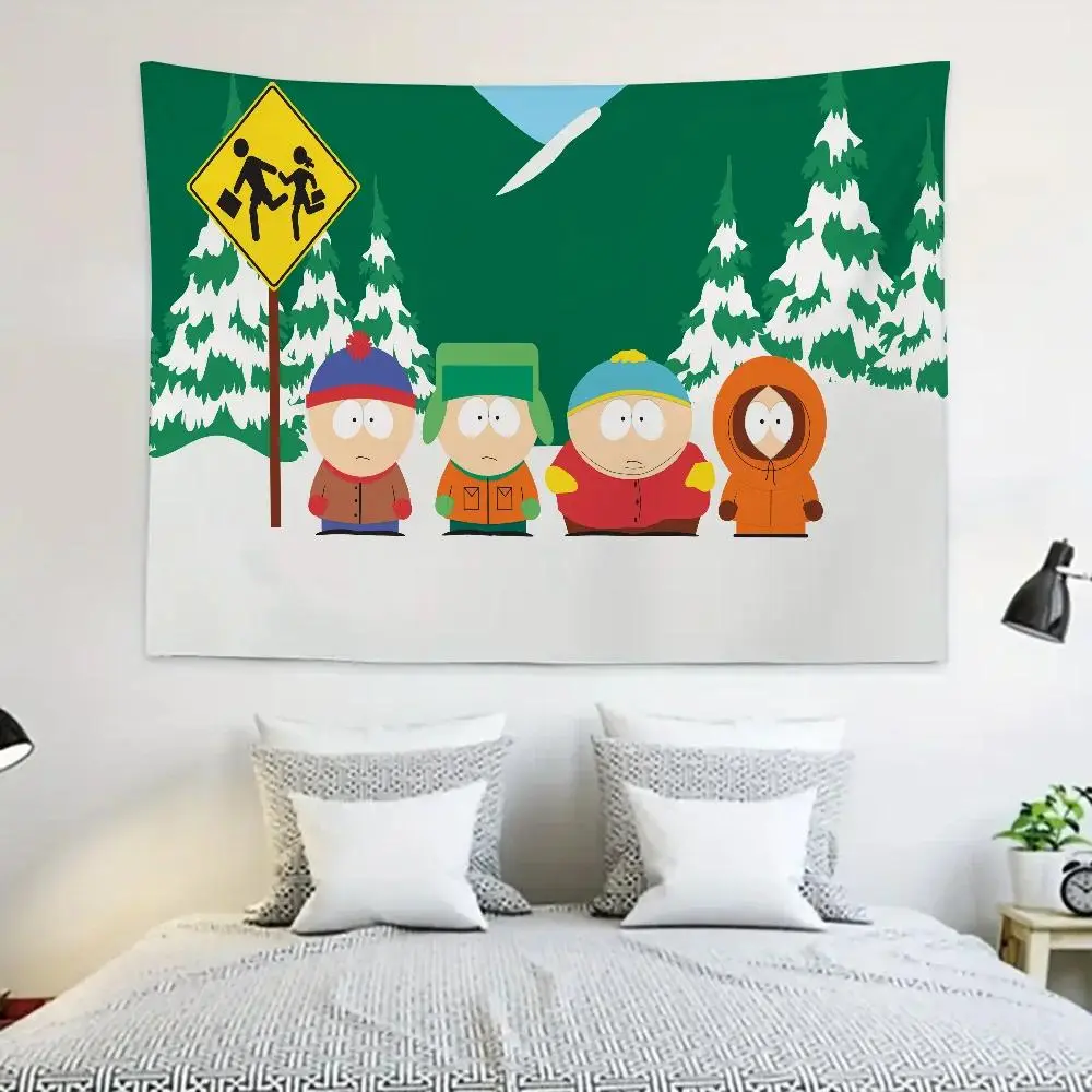 South Park Funny Anime Print Synthetic Foldable Tapestry Wall Hanging, Lightweight Home Cloth, Bedroom Dorm Accent, Anniversary & Baby Shower Party Decor, Engagement