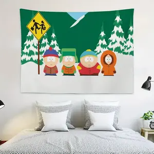S-SouthS Park Funny Anime Tapestry Decoration party Background Hanging Cloth Bedroom Tapestry Room Decor Aesthetic