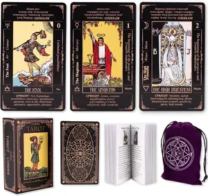 Tarot Cards for Beginners, Classic Tarot Deck with Meanings, Durable Cards with Guide Book, Black