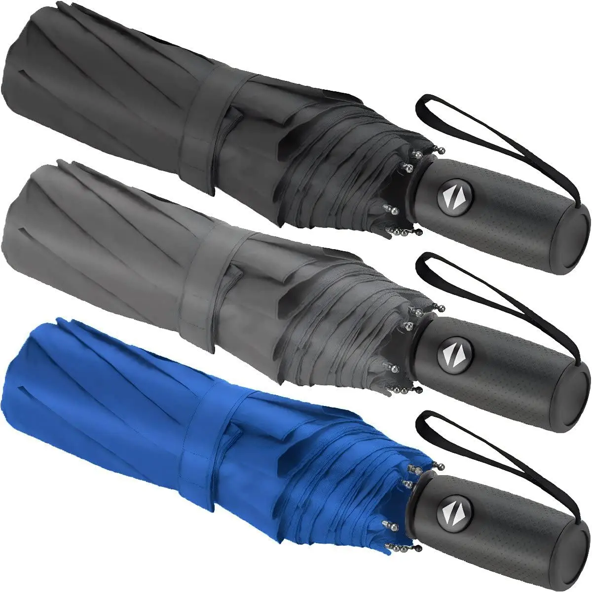 3 Pack Windproof Travel Rain Umbrellas - Compact, Light, Automatic,  and Portable - for Men and Women