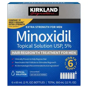 Kirkland Signature Minoxidil Solution 5%  Extra Strength Hair Regrowth Treatment Pack Dropper
