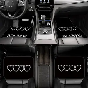 4pcs Customizable Name Car Mats with Personalized Heart-Shaped Print Design - Perfect Gifts for Christmas, Halloween, Father'S Day, And Valentine'S Day - Easy to Clean Car Interior Additions - Elegantly Designed, Suitable for Sedans, Trucks