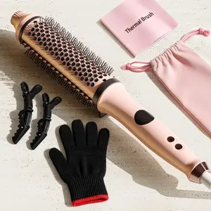 【SummerVibes】Infrared Thermal Brush, 1.7" Heated Round Brush with Negative Ions, 5-Temp Hair Styler, Dual Voltage Travel Hot Brush, Less Heat Damage, Anti Frizz Smoothing & Shine, Beginner Friendly, All Hair Types hairstyler