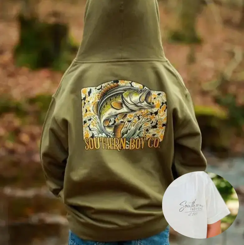 Bass Camo Badge Boy's sweatshirt - Hoodie - tshirt for youth, Kids Sweatshirt, Gift For Son, Western Outfits, Hunting Season