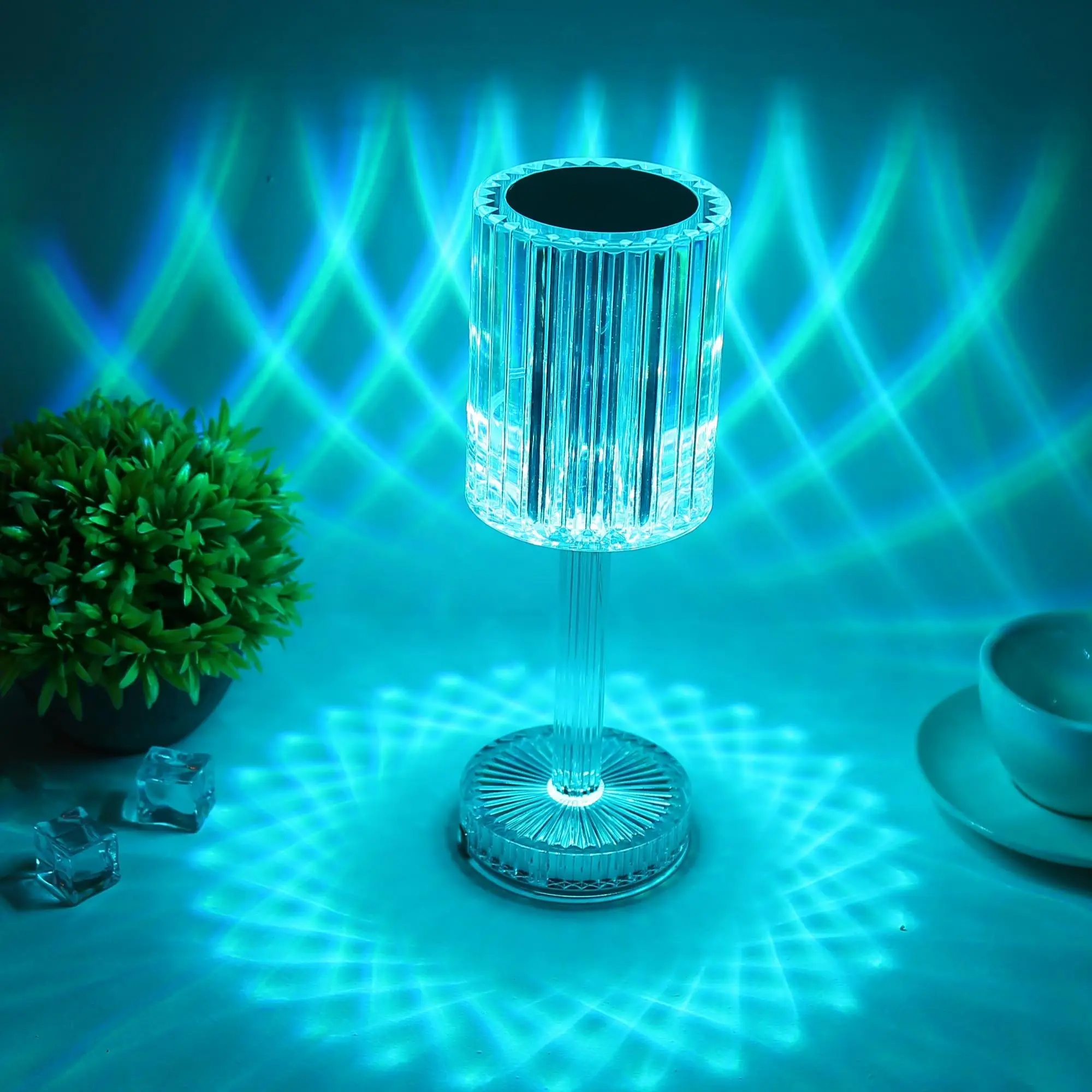 USB Rechargeable Creative Acrylic Lamp for Home Decor, Cozy Corner Modern LED Desk Lamp with 16 Color Changing, Decorative Night Light for Bedroom Liv