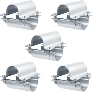 5 Set Greenhouse Cross Grid Connector Fit Pipe Size 1/2" (0.84" OD), Pipe Clamps for Chain Link Fence
