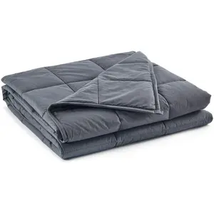 Weighted Blanket 60''x80'',10lbs for Individual Between 90-140 lbs Premium Cotton Material with Glass Beads Dark Grey