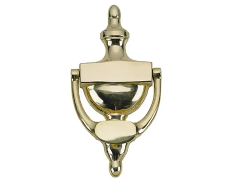 212 MAIN Large Reproduction Colonial Style 8 in. Polished Brass Door Knocker - Model A07-5520-605, Ideal for Federal and Colonial Style Homes, Knockers