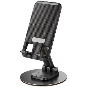 Adjustable Desktop Cellphone Stand with Foldable Design, Portable Holder for Mobile and iPad, Features Stable 360-Degree Rotating Base