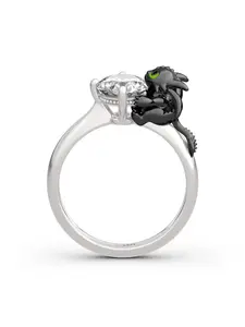 1 piece of s925 pure silver niche personality ring "Embrace Me, Exclusive Dragon" ring with exquisite inlay of 1 carat round cubic zirconia ring