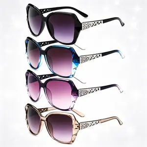 4-Piece Y2K Retro Summer Sunglasses Set | Large Frame with Hollow Temple Design | Fashionable & Trendy Eyewear for Beach, Outdoor Adventures & Travel | UV Protection Included