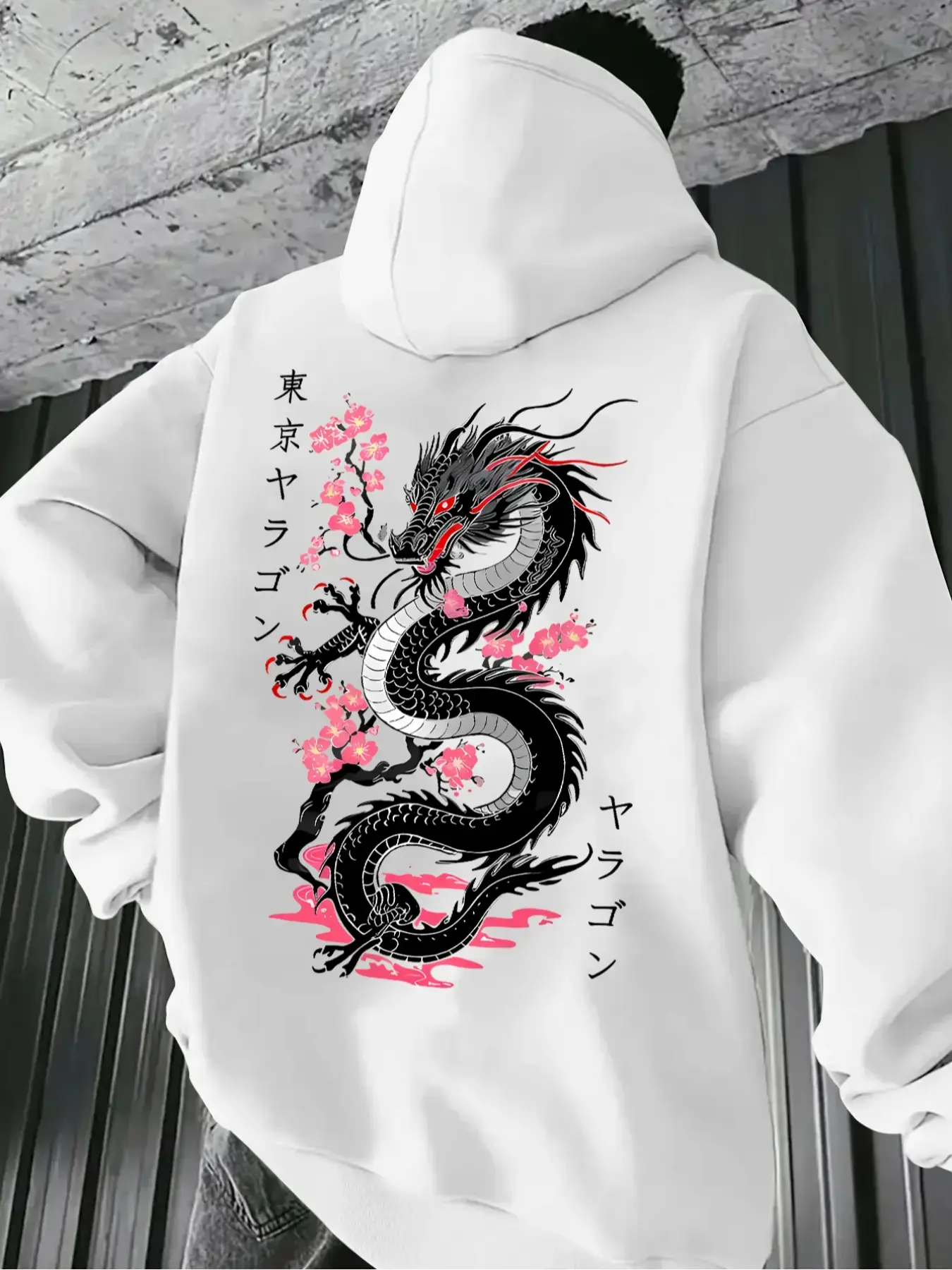 Men's Casual Hooded Sweatshirt with Dragon Print, Drawstring Pocket Long Sleeve Pullover, Casual Hoodie, Graphic Hoodie, Fall & Winter Streetwear, Drawstring Pocket Hoodies