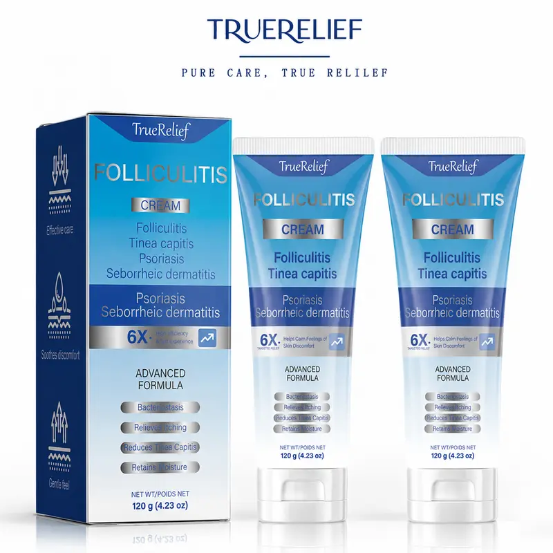 TrueRelief Folliculitis Treatment Cream 120g - Unisex Adult Gentle Daily Botanical Formula, Body Face Moisturizer, Face Body Balm, Anti-Bacterial Haircare, Razor Burn Relief, Non-Toxic, Chemical-Free, Alcohol-Free