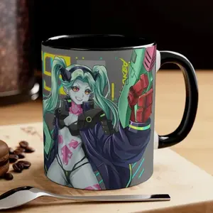 Rebecca Fan Art Ceramic Mug, Cyberpunk Anime Mug, Cyberpunk Coffee Cup, Gift For Fans