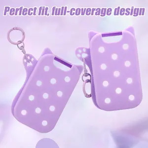 Sinbana Silicone Case for Touchland Power Mist & Glow Mist 1 Fl Oz/30ML, Cute Cat Design, Compact Size, Protective Cover with Keychain, Hand Sanitizer Spray Accessory