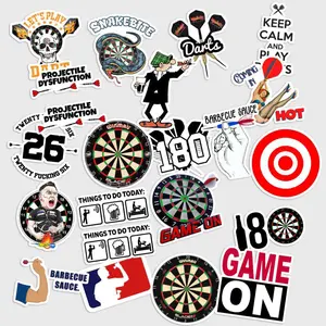 Sticker Pack 20 Darts Game Vinyl Sticker, Bullseye Target Pub Sport Decal for Laptop Bottle