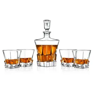 Whiskey Decanter Set Enhances Flavor Crystal Glass Clear