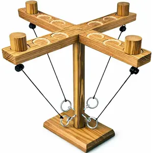 Ring Toss Game for Adults, Wooden Hook and Ring Game, Tabletop & Yard Games for Indoor Outdoor Social Play, Party Games for Family and Friends, Gift Idea