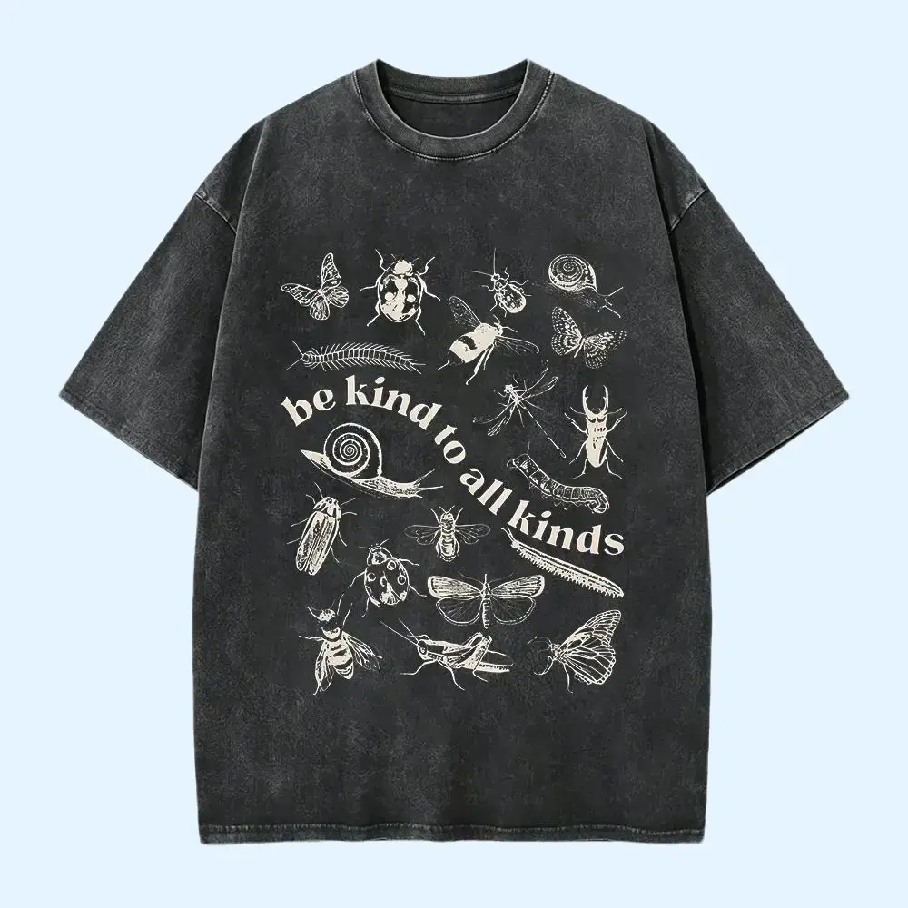 Men's Short-Sleeve Be Kind T-Shirt - Insect, Bug, Butterfly Print - Eco-Friendly Nature Lover Granola Girls Top jesus tshirt tee streetwear oversized graphic vintage