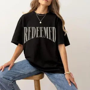 Redeemed Tee | Oversized Christian T-Shirt with Bold “Redeemed” Back Print, Super Soft Heavyweight Faith Shirt for Men & Women