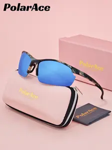 Polarace Unisex Trendy Half Frame Sunglasses, Biking Sunglasses Outdoor Cycling Mountain Bike Glasses Polarized Camouflage Frame Sports Sun Glasses Uv400 Protection