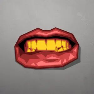 Lips with Gold Teeth Sticker - Bold Geometric Mouth Decal