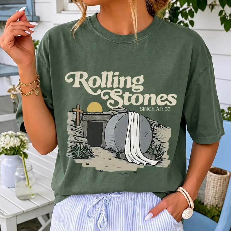 Comfort Colors Rolling Stones T-Shirt, Trendy Easter Clothing, Cotton Crewneck Unisex Pull Over T-Shirt Cool Graphic Tee Menswear