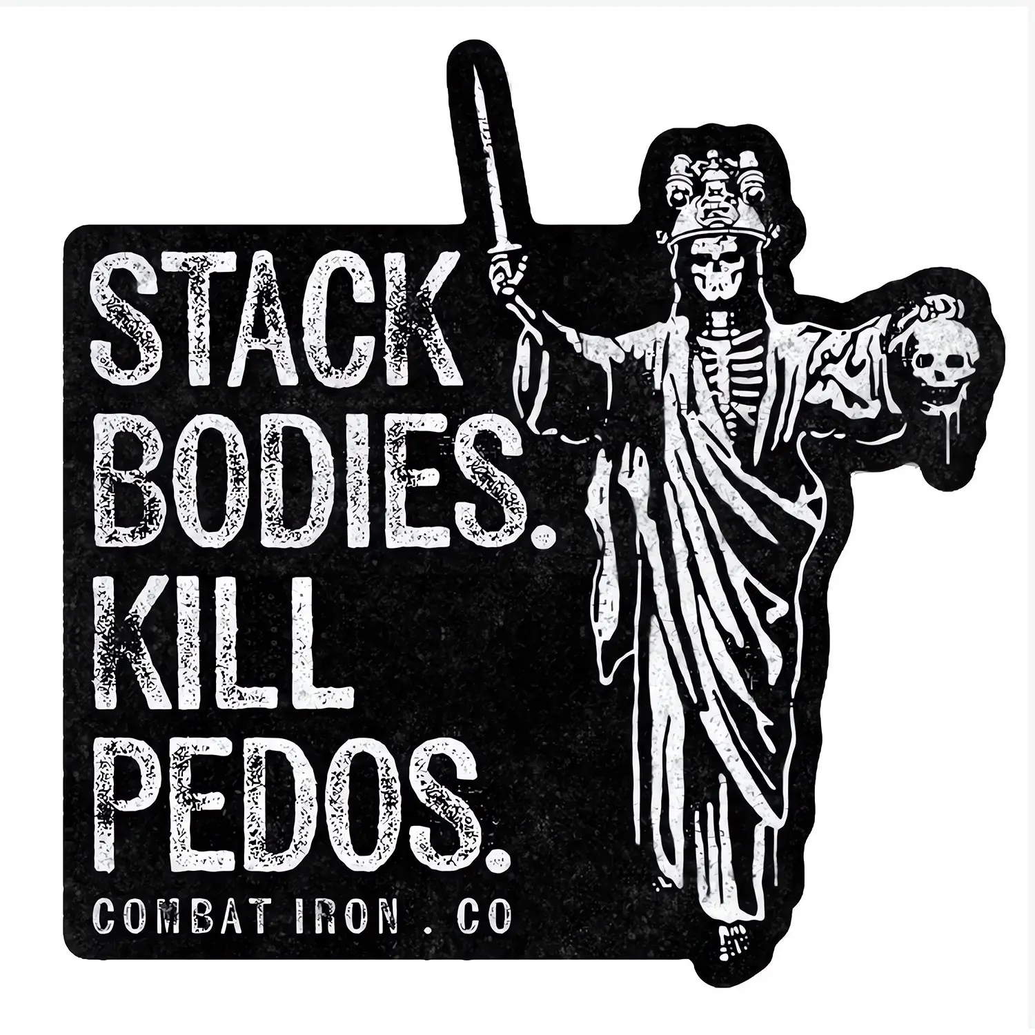 COMBAT IRON Stack Bodies Graphic Decal - Strong PVC Vinyl UV Resistant Outdoor Gear Decal for Trucks, Vehicles, Home Decor (Coolers Compatible)