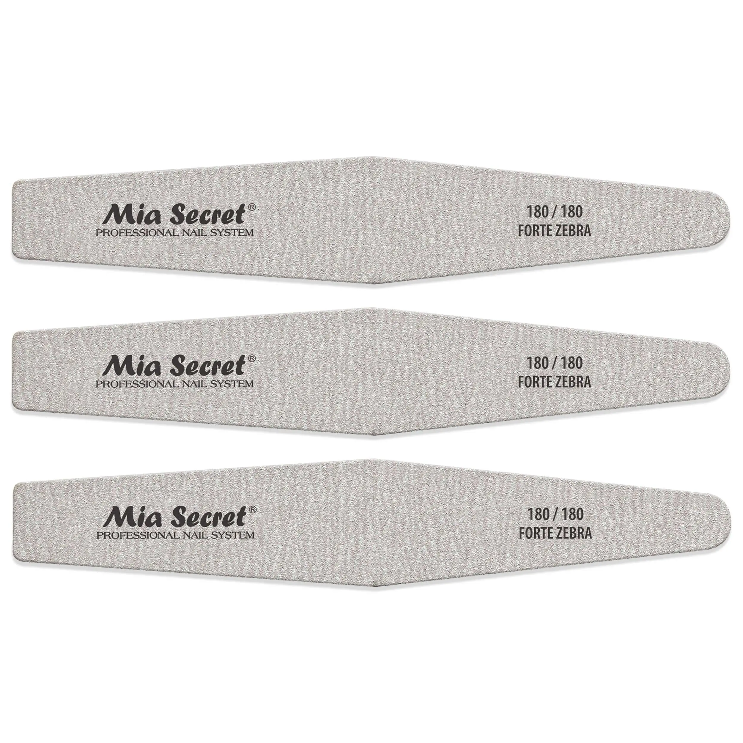 Mia Secret Forte Zebra Diamond Fingernail File, 180/180 Grit Double-Sided Manicure Tool for Shaping and At-Home Cuticle Care, Cosmetic Manicure, Cuticle Tools, Nail Tools