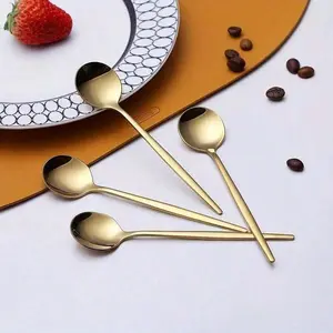 1pcs Set Gold Coffee Tea Spoons 5.2 Inch Stainless Steel Espresso Spoons Mini Demitasse Spoons Dishwasher