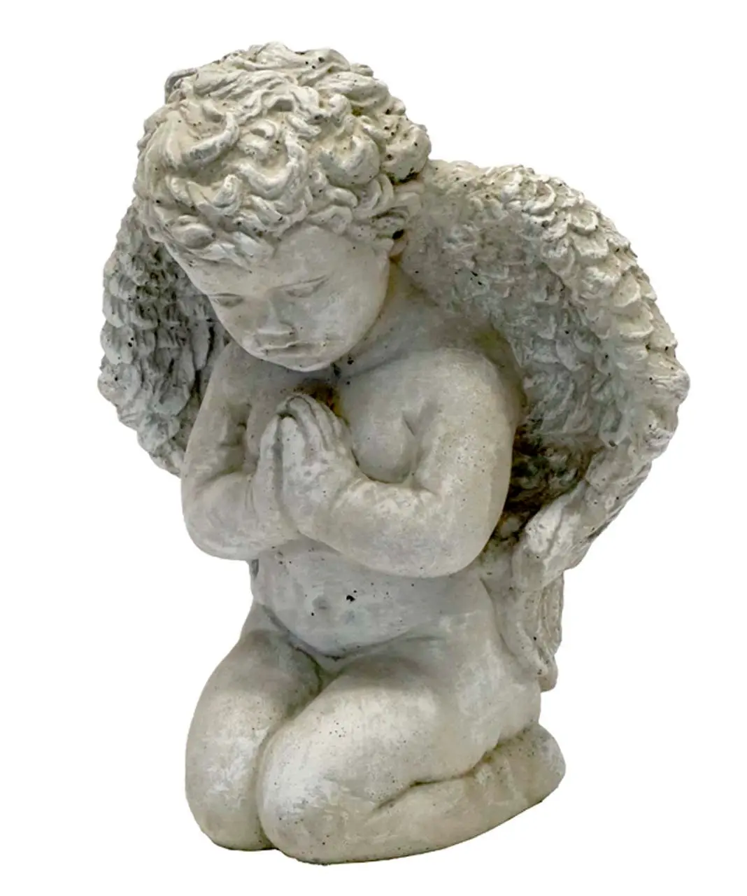Solid Rock Stoneworks Medium Praying Angel Concrete Garden Statue- 13in Tall