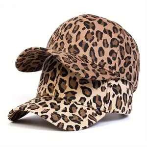 Y2K Leopard Print Baseball Cap, Trendy Streetwear Adjustable Cotton Dad Hat, Unisex Animal Print Snapback, Lightweight Breathable Sun Protection for Summer Travel, Beach & Daily Wear