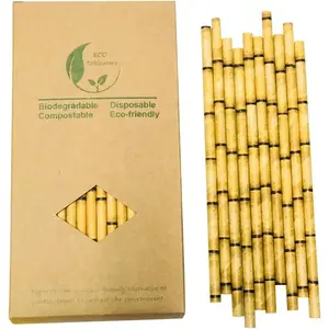 Yellow  Drinking Paper Straws to Replace Plastic Straw, 100 Count   Environmentally Friendly  Straws