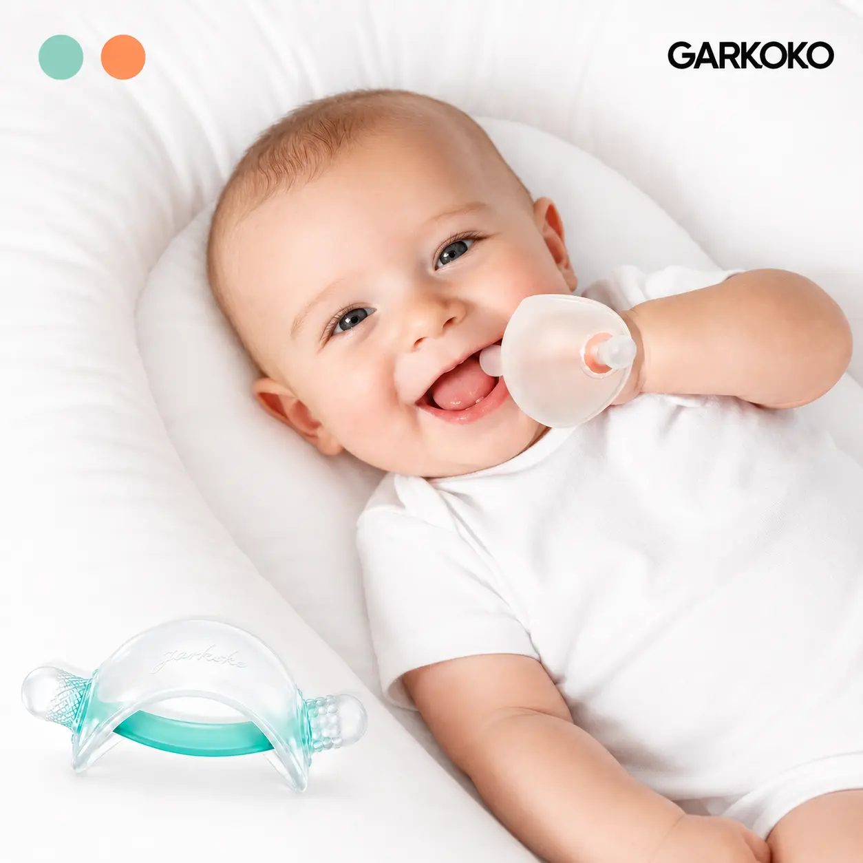 Garkoko Baby Teething Toys, No-Drop Silicone Baby Teether Toy for Babies 3-6 Months & 6-18 Months, BPA-Free Infant Teether for Teething Relief